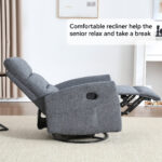 Manual Recliner Chair with Rocker and Swivel in Fabric for Living Room - Image 5