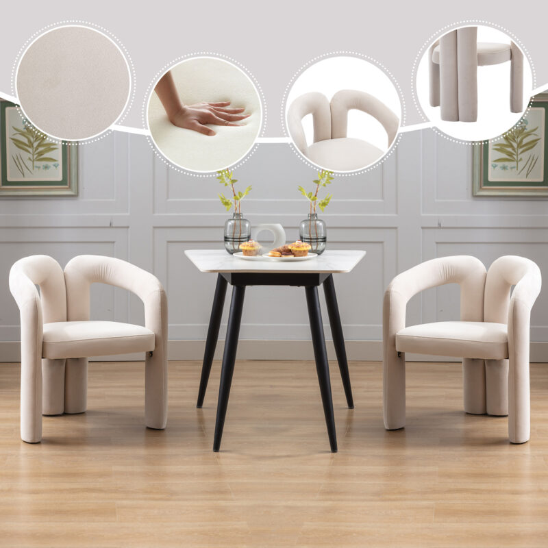 Contemporary Designed Velvet Fabric Upholstered Accent/Dining Chair /Barrel Side Chairs Kitchen Armchair for Living Room set of 2 - Image 2