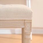 French Style Bench, Linen Fabric Entryway Bench, Upholstered Tufted End of Bed Bench with Brushed Wood Legs, Beige - Image 8