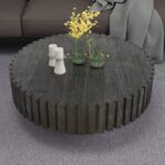 Modern minimalist circular coffee table 31.4'' with natural wood texture, stable and durable, enhancing spatial aesthetics suitable for living rooms, study rooms and offices - Image 9