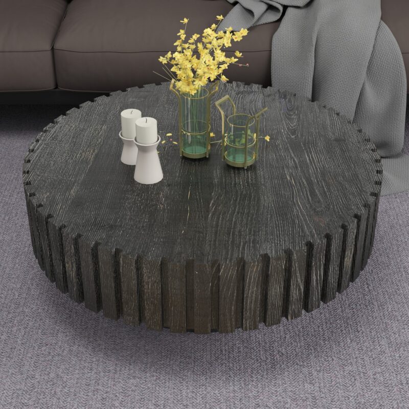Modern minimalist circular coffee table 31.4'' with natural wood texture, stable and durable, enhancing spatial aesthetics suitable for living rooms, study rooms and offices - Image 9
