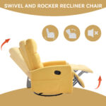 Manual Recliner Chair with Rocker and Swivel in Fabric for Living Room - Image 18