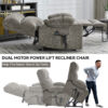 Grey Dual Motor Infinite Position Up to 350 LBS Chenille Power Lift Recliner Chair, Heavy Duty Motion Mechanism with 8-Point Vibration Massage and Lumbar Heating, Dual Cup Holders - Image 22