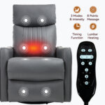 Red Faux Leather Heat Massage Manual Recliner Chair with Rocker and Swivel for Living Room - Image 17