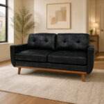 65-inch Modern Minimalist Two-Seater Sofa, featuring breathable Foil fabric and solid wood legs - Image 14