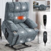 Grey Dual Motor Infinite Position Up to 350 LBS Chenille Power Lift Recliner Chair, Heavy Duty Motion Mechanism with 8-Point Vibration Massage and Lumbar Heating, Dual Cup Holders - Image 13