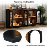 TREXM 4-Door Large Storage Buffet Cabinet with Glass Doors, Arched Cabinet with Adjustable Shelves for Kitchen, Dining Room and Living Room - Image 18