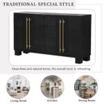 TREXM Sideboard Buffet Cabinet with Storage, Wood Sideboard with Adjustable Shelves and Gold Handles for Kitchen, Dining Room and Living Room - Image 14
