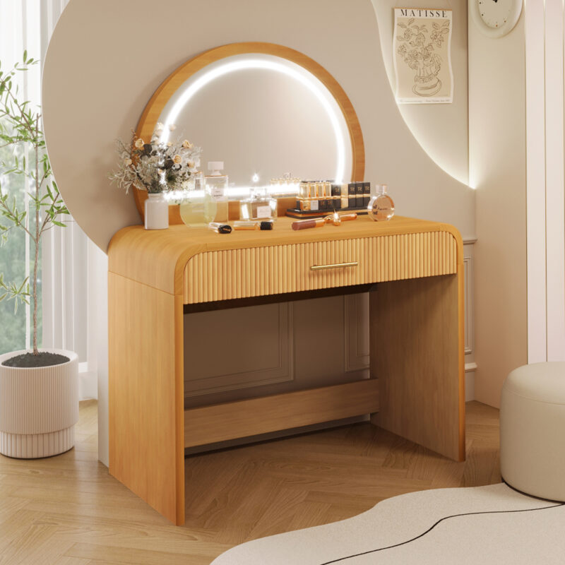 39" Makeup Vanity Table with Mirror Touch Screen Lighted Mirror, Dressing Table with Drawer for Bedroom - Image 22
