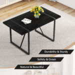 Rustic Industrial Rectangular Wood Dining Table For 4-6 Person, With 1.5" Thick Engineered Wood color Tabletop and Black Metal Legs,Desk For Kitchen Dining Living Room - Image 7