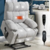 Grey Dual Motor Infinite Position Up to 350 LBS Chenille Power Lift Recliner Chair, Heavy Duty Motion Mechanism with 8-Point Vibration Massage and Lumbar Heating, Dual Cup Holders - Image 2