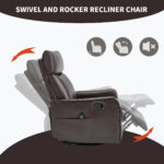 Red Faux Leather Heat Massage Manual Recliner Chair with Rocker and Swivel for Living Room - Image 13