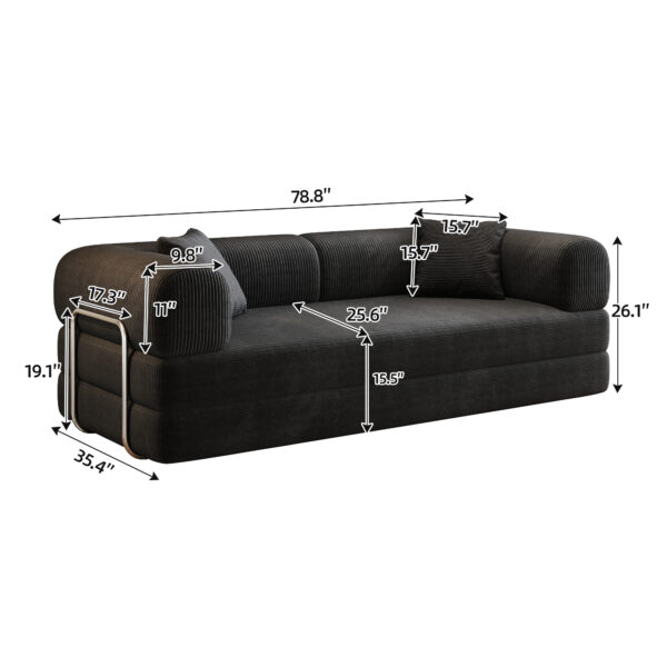 78.8" Compression Sofa,Convertible Floor Sofa Bed-with Pillow Back Support Armrest,Comfy Futon Couch Sleeper Bed,Loveseats Boneless Modular Sectional Sofa,Corduroy fabric,for Living Room,Bedroom