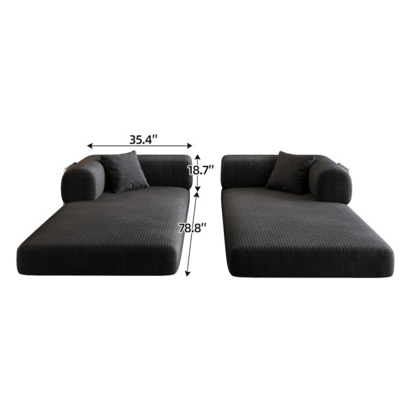 78.8" Compression Sofa,Convertible Floor Sofa Bed-with Pillow Back Support Armrest,Comfy Futon Couch Sleeper Bed,Loveseats Boneless Modular Sectional Sofa,Corduroy fabric,for Living Room,Bedroom
