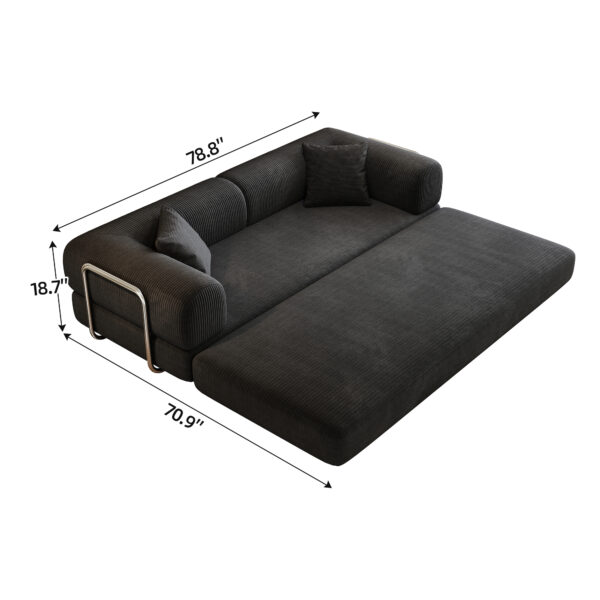 78.8" Compression Sofa,Convertible Floor Sofa Bed-with Pillow Back Support Armrest,Comfy Futon Couch Sleeper Bed,Loveseats Boneless Modular Sectional Sofa,Corduroy fabric,for Living Room,Bedroom