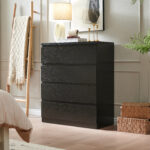 4 Drawer Dresser,Modern Storage Chest of Drawers,31.5In Black Dresser for Closet with Handle-Free Design, Closet Chests Organizer for Bedroom, Living Room - Image 6