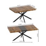 55.11" -70.86"Retro Rectangular Stretch Dining Table, Antique Wood Top And Black Relief Plate, Black Fine Sand Cross Iron Foot Base Dining Table, With Storage Box - Image 7