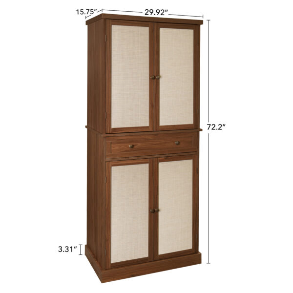 4 Door Cabinet with 1 Drawer, with 4 Adjustable Inner Shelves, Storage Cabinet