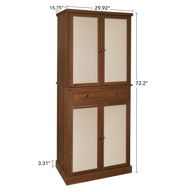 4 Door Cabinet with 1 Drawer, with 4 Adjustable Inner Shelves, Storage Cabinet - Image 5