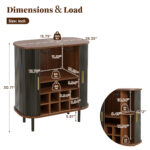 28" Fluted Wine Bar Cabinet with 8-Grid Wine Rack, 5-Level Adjustable Shelves, 2 Glass Holders, Smoothly Sliding Tambour Doors, 4 Hidden Storage Space on the Side,Modern Liquor Coffee Station - Image 30