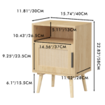 22.83'' H Rattan Nightstand, Side Table with Door Open Shelf, Accent Bedside End Table with Solid Wood Legs for Bedroom, Dorm and Small Spaces, Oak - Image 7