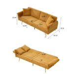79 inch corduroy sofa bed, foldable double sofa bed with folding armrests, suitable for living rooms and small spaces - Image 9