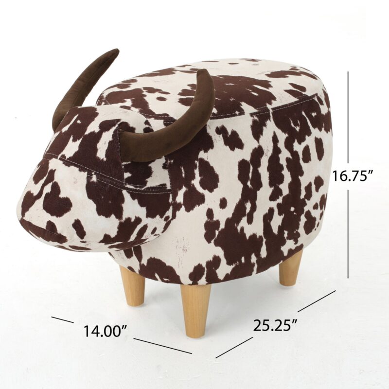 Animal Ottoman/Footstool, Black and White Cow-Shaped Ottoman, Modern Ottoman, Modern Accent Stool Home Decor, Suitable for Living Room, Bedroom, Porch, Garden, Backyard, Balcony - Image 5