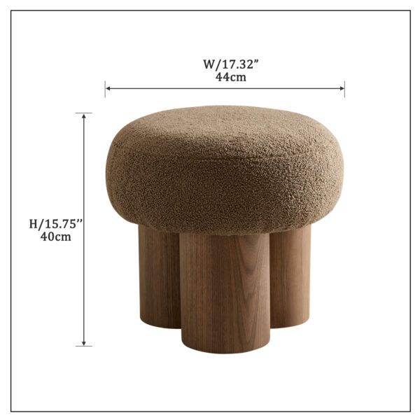 W8017-1 Mushroom stool, grieg plush cushion, wooden barrel PVC pipe, walnut finish