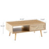 41.34" Rattan Coffee table, sliding door for storage, solid wood legs, Modern table for living room - Image 7