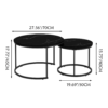 Nesting Coffee Table Set of 2, 27.6inch Round Coffee Table Wood Marble Pattern Top with Sturdy Metal Frame, End Table Side Tables for Living Room Bedroom Balcony Yard - Image 7