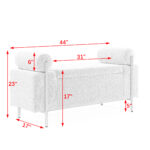 Elegant Upholstered Linen Storage Bench with Cylindrical Arms and Iron Legs for Hallway Living Room Bedroom - Image 28