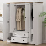 4 Door Wardrobe Armoire Closet with 2 Drawers - Image 4