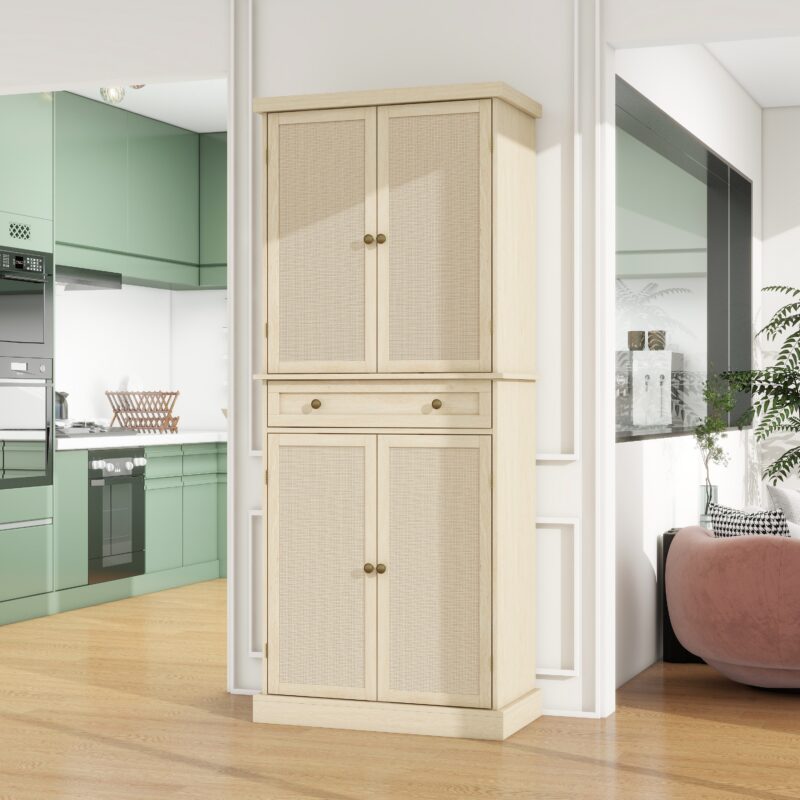 4 Door Cabinet with 1 Drawer, with 4 Adjustable Inner Shelves, Storage Cabinet - Image 2