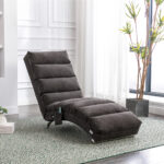 COOLMORE Luxury Upholstered Chaise Lounge Chair with Vibration for Relaxation, Modern Fixed Back Fabric Leisure Recliner Sofa for Living Room/Bedroom - Image 24