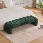 69.7"Wide Modern Upholstered Armless Bed Bench, Channel Tufted Couch Daybed Chaise, Chenille Ottoman Foot Stool for Living Room and Bedroom, Entryway - Image 16