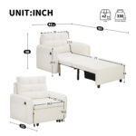 [NEW] 3-in-1 Sleeper Chair Bed, 80" Extra Long Pull Out Sleeping Lounge with USB Charging, Storage Pockets and Box, Tufted Design, Multi-Functional Chenille Single Sofa Bed for Living Room&Apartment - Image 18