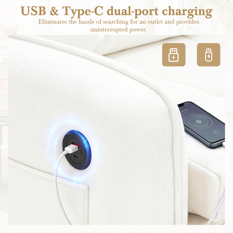 [NEW] 3-in-1 Sleeper Chair Bed, 80" Extra Long Pull Out Sleeping Lounge with USB Charging, Storage Pockets and Box, Tufted Design, Multi-Functional Chenille Single Sofa Bed for Living Room&Apartment - Image 22