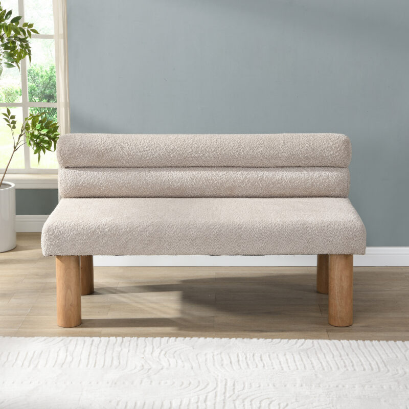 Upholstered Dining Bench, End of Bed, Entryway Bench, Ottoman for Dining Room, Bedroom, Living Room, Rubber Wood Leg 300 LBS Support - Image 2