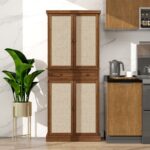 4 Door Cabinet with 1 Drawer, with 4 Adjustable Inner Shelves, Storage Cabinet - Image 4