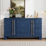 TREXM Sideboard Buffet Cabinet with Storage, Wood Sideboard with Adjustable Shelves and Gold Handles for Kitchen, Dining Room and Living Room - Image 2