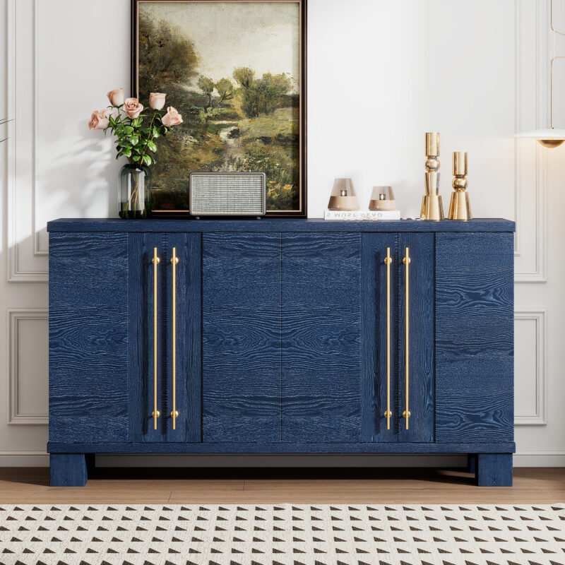 TREXM Sideboard Buffet Cabinet with Storage, Wood Sideboard with Adjustable Shelves and Gold Handles for Kitchen, Dining Room and Living Room - Image 2