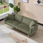 79 inch corduroy sofa bed, foldable double sofa bed with folding armrests, suitable for living rooms and small spaces - Image 2