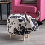 Animal Ottoman/Footstool, Black and White Cow-Shaped Ottoman, Modern Ottoman, Modern Accent Stool Home Decor, Suitable for Living Room, Bedroom, Porch, Garden, Backyard, Balcony - Image 12