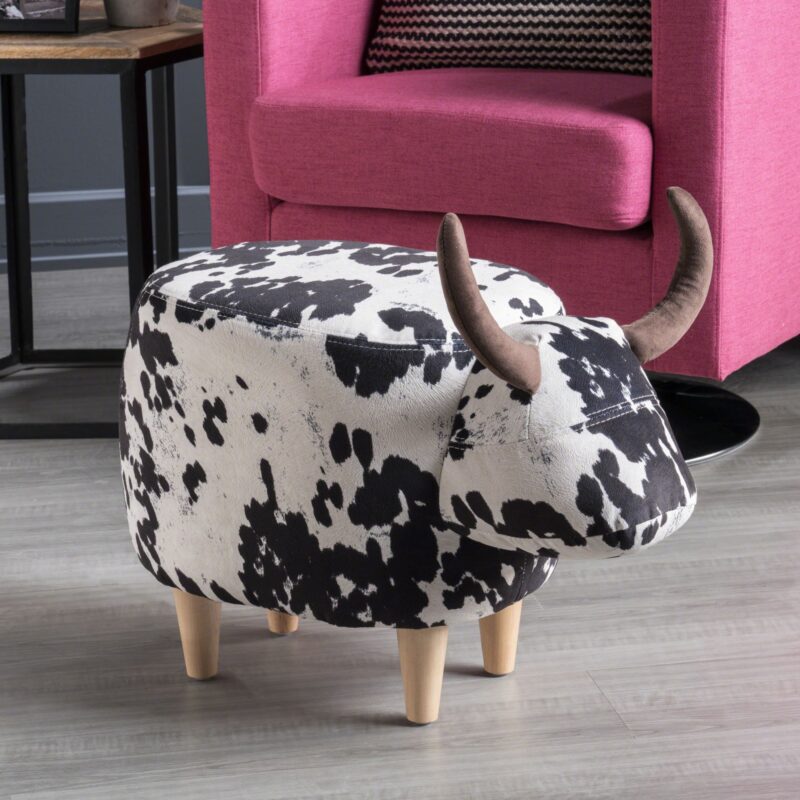 Animal Ottoman/Footstool, Black and White Cow-Shaped Ottoman, Modern Ottoman, Modern Accent Stool Home Decor, Suitable for Living Room, Bedroom, Porch, Garden, Backyard, Balcony - Image 12