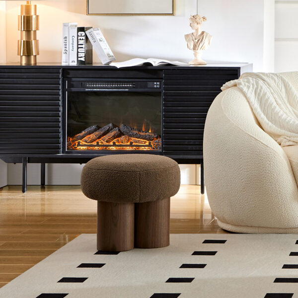 W8017-1 Mushroom stool, grieg plush cushion, wooden barrel PVC pipe, walnut finish