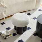 W8017-1 Mushroom stool, grieg plush cushion, wooden barrel PVC pipe, walnut finish - Image 9