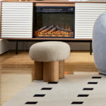 W8017-1 Mushroom stool, grieg plush cushion, wooden barrel PVC pipe, walnut finish - Image 15