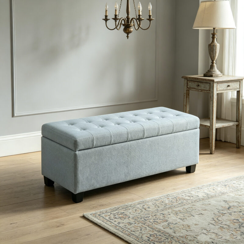 50.25" Storage Ottoman Bench - baby Blue Storage Bench End of Bed with Safety Hinges, Footrest Stool for Living, Dining Room, Entryway and Hallway - Image 12
