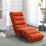 COOLMORE Luxury Upholstered Chaise Lounge Chair with Vibration for Relaxation, Modern Fixed Back Fabric Leisure Recliner Sofa for Living Room/Bedroom - Image 9