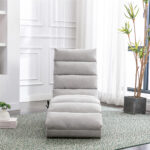 COOLMORE Luxury Upholstered Chaise Lounge Chair with Vibration for Relaxation, Modern Fixed Back Fabric Leisure Recliner Sofa for Living Room/Bedroom - Image 20